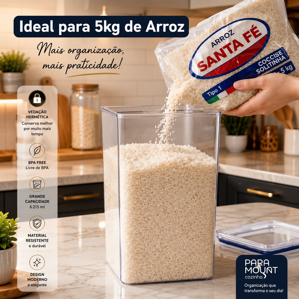 Pote Hermético Lumini Quadrado 6.215ml